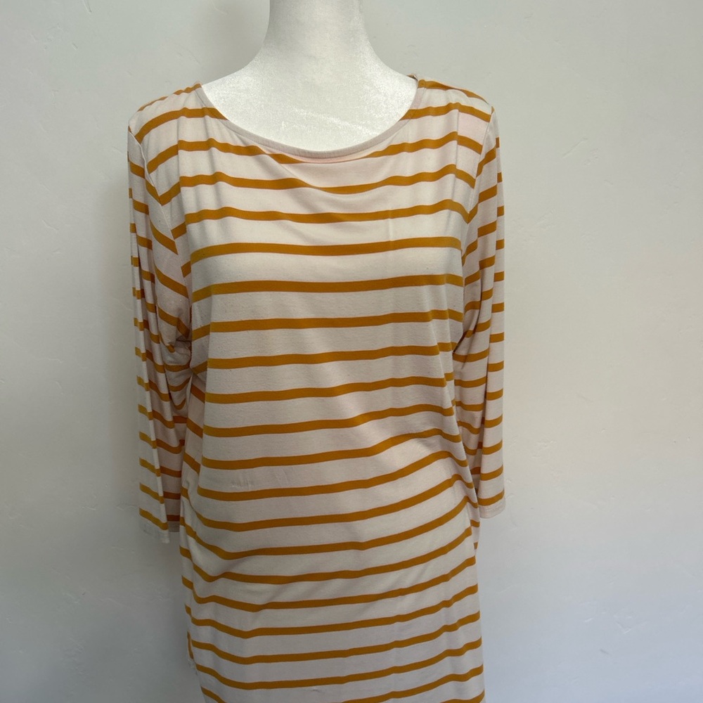 Colette Cream & Gold Striped Long‎ Sleeve Tunic Top Dress